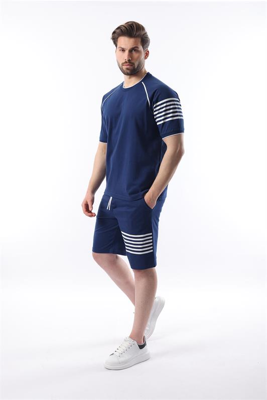 MDX Navy Printed Raglan Sleeve Men's Shorts T-shirt Set E7306 - Guimarães