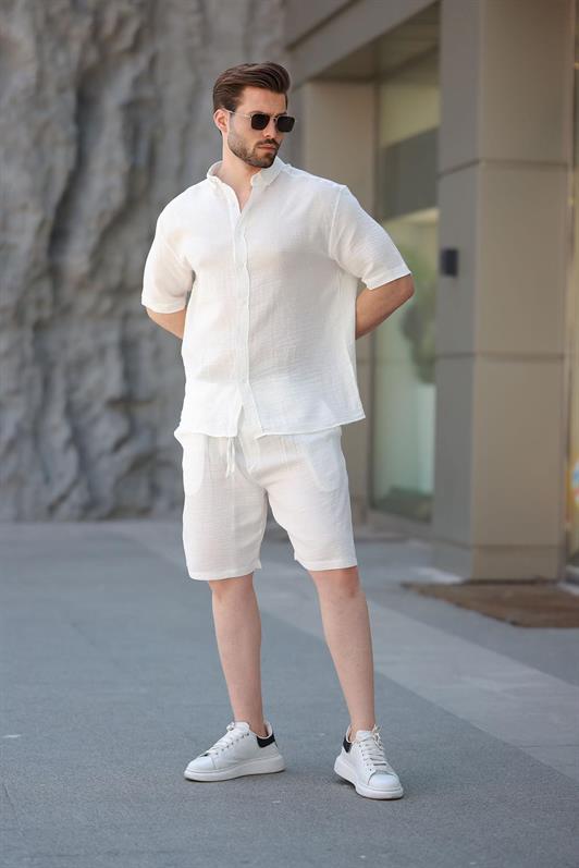 MDX White Basic Men's Shorts Shirt Set E7321 - Mettmann