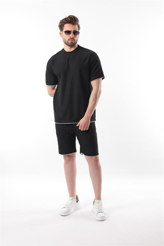 MDX Black Embroidered Men's Shorts T-shirt Set E7305 - Haltom City