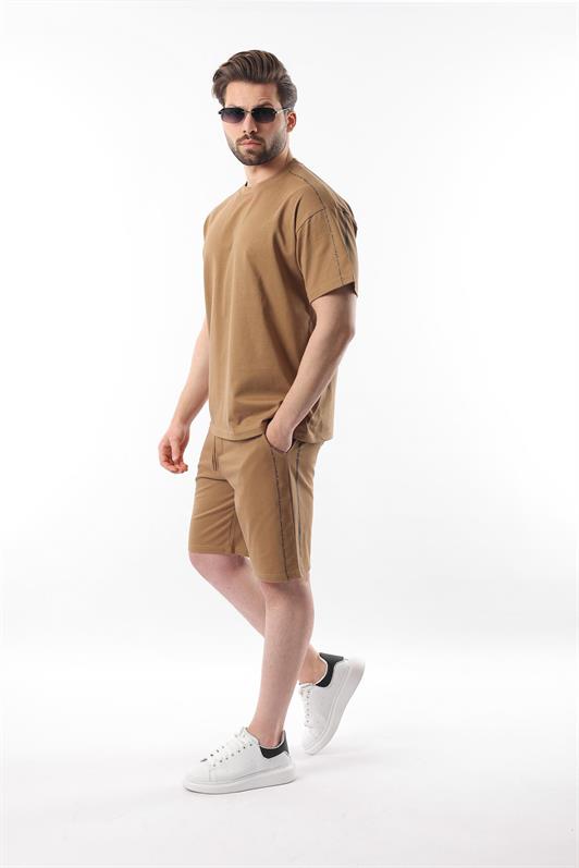 MDX Cappuccino Overfit Printed Men's Shorts T-shirt Set E7302 - Richmond