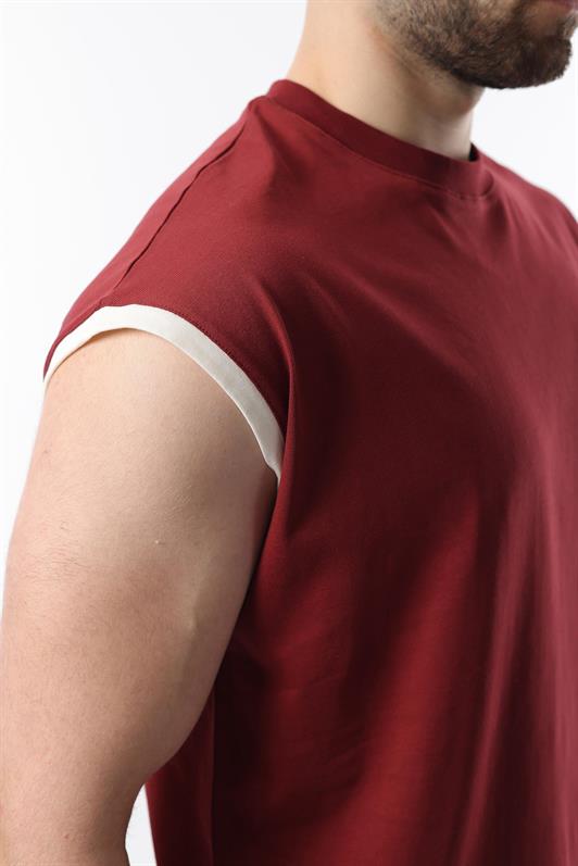 MDX Burgundy Zero Sleeve Men's Shorts T-shirt Set E7308 - Collado-Villalba