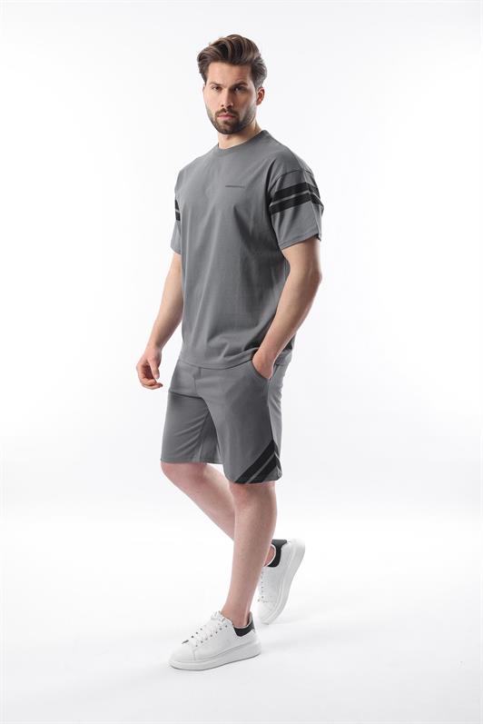MDX Men's Shorts T-shirt Set with Smoke Stripe Detail E7301 - Fontenay-sous-Bois