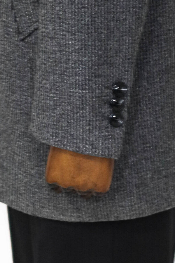 WSS Standing Collar Patterned Grey Men Coat  - Duluth