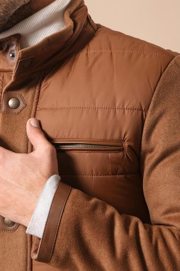 WSS Standing Collar Zippered Men Quilted Coat  - Kamenicë