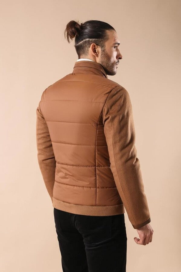 WSS Standing Collar Zippered Men Quilted Coat  - Kamenicë
