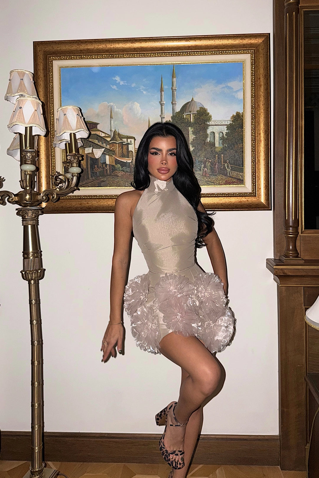 EYY Women Stone Freyya Mini Dress with Rose Hem - Leeds