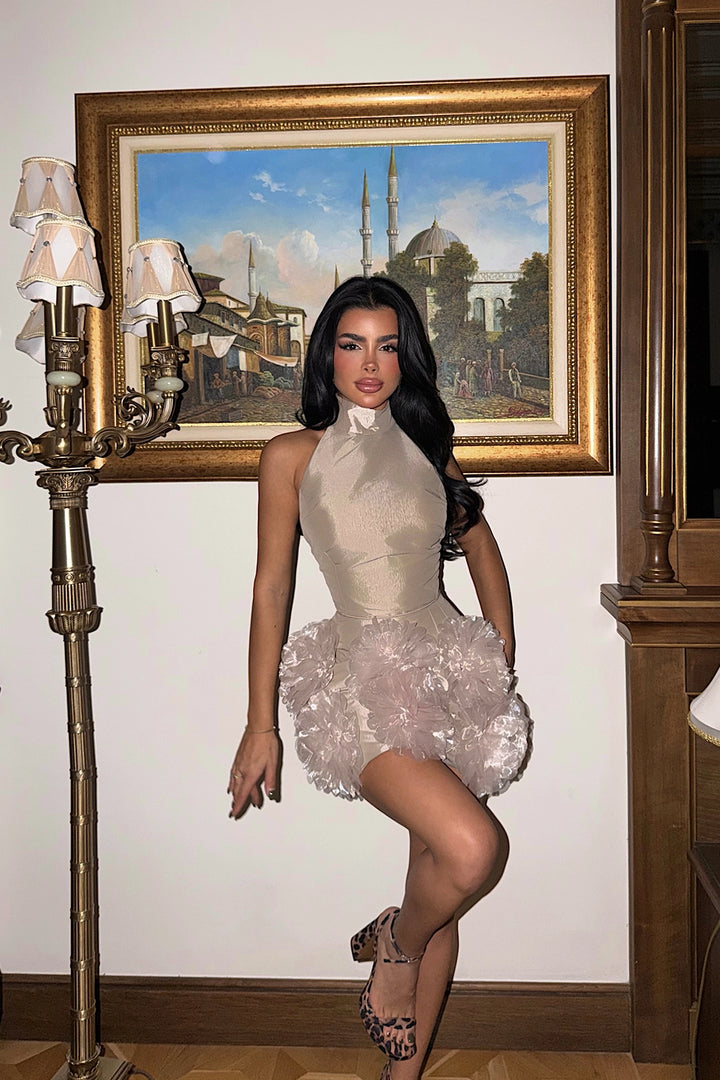 EYY Women Stone Freyya Mini Dress with Rose Hem - Leeds