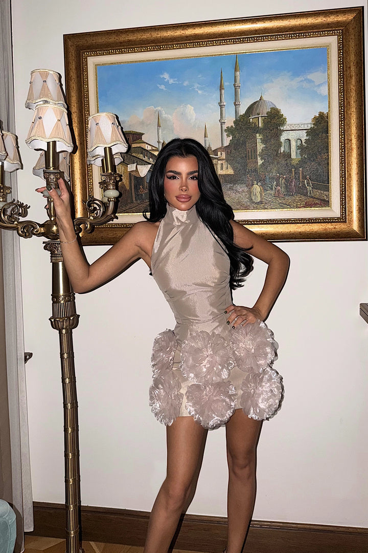 EYY Women Stone Freyya Mini Dress with Rose Hem - Leeds