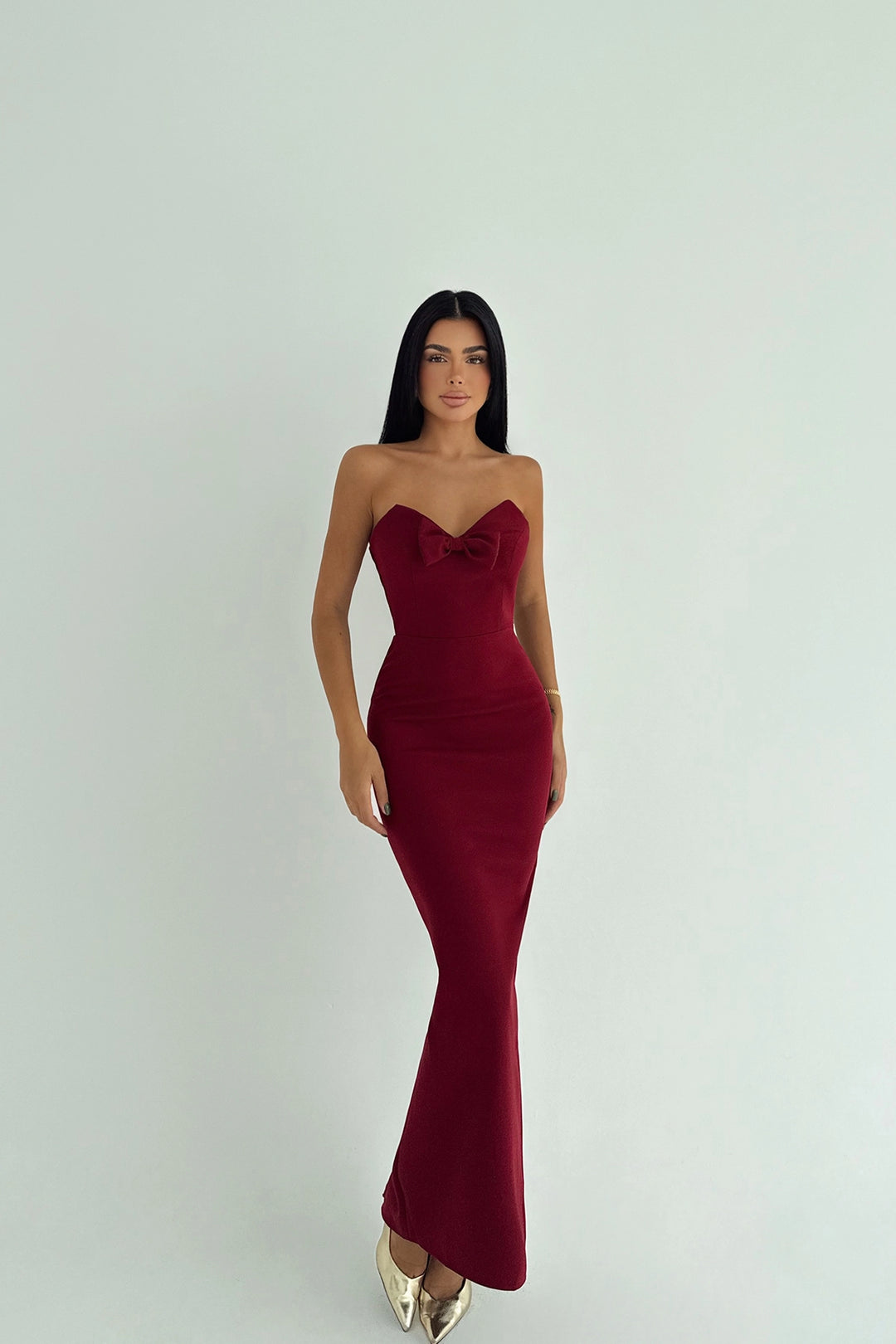 EYY Women Strapless Dress with Cherry Bow Detail - Jacksonville