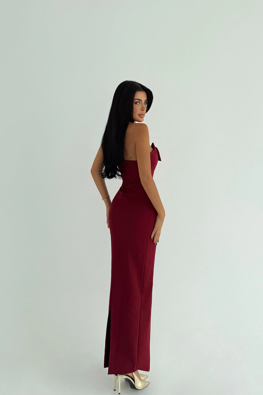 EYY Women Strapless Dress with Cherry Bow Detail - Jacksonville