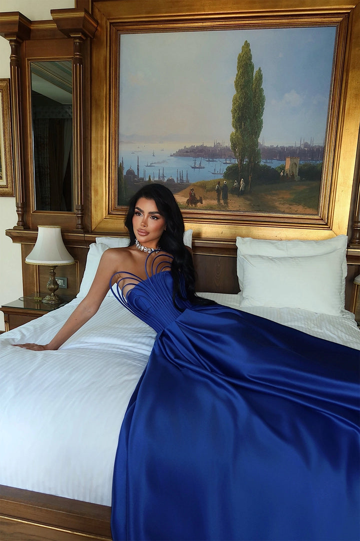 EYY Women Saxe Strapless Long Evening Dress - Swords