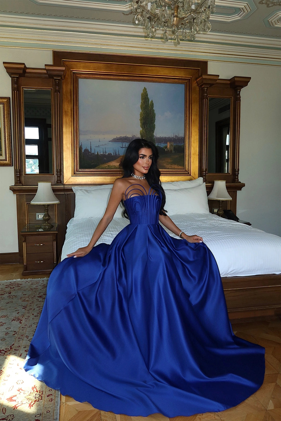 EYY Women Saxe Strapless Long Evening Dress - Swords