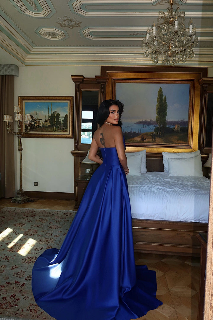 EYY Women Saxe Strapless Long Evening Dress - Swords