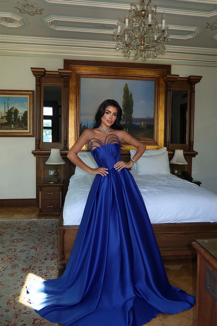 EYY Women Saxe Strapless Long Evening Dress - Swords