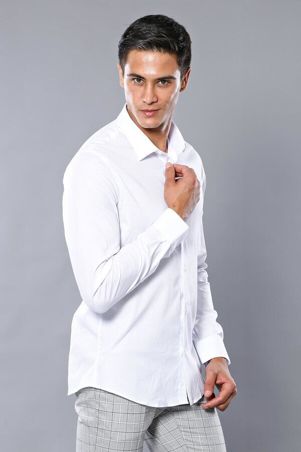 WSS Stretch Cotton White Men Dress Shirt  - Thunder Bay