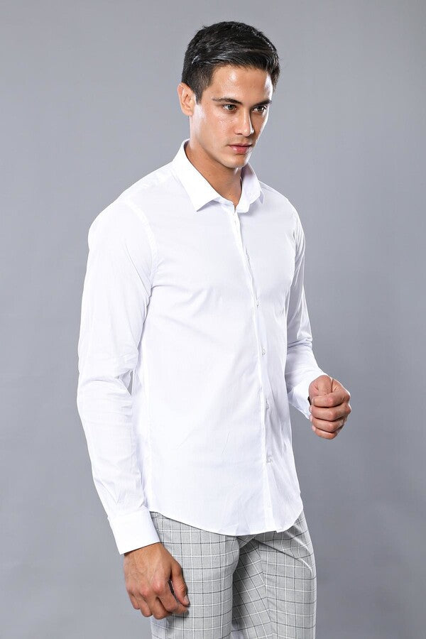 WSS Stretch Cotton White Men Dress Shirt  - Thunder Bay