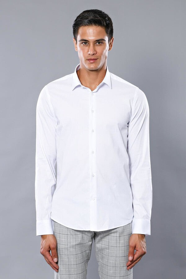 WSS Stretch Cotton White Men Dress Shirt  - Thunder Bay