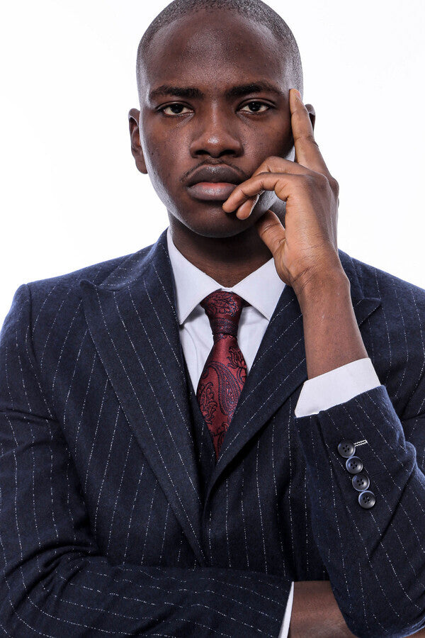 WSS Striped Navy Vested Suit  - Kampen