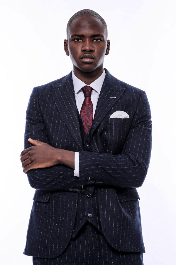 WSS Striped Navy Vested Suit  - Kampen