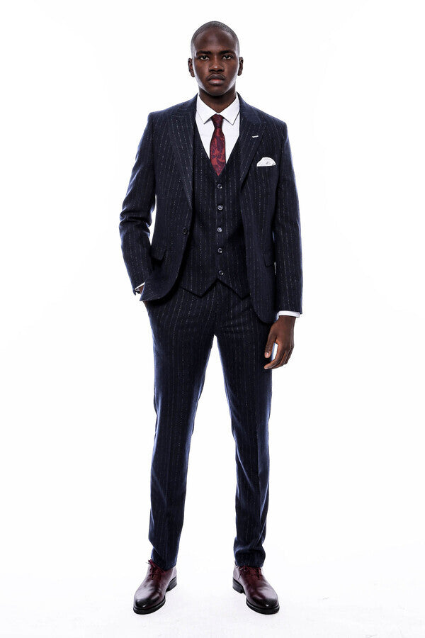 WSS Striped Navy Vested Suit  - Kampen