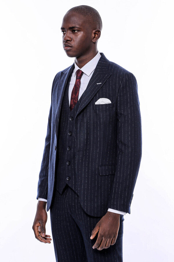 WSS Striped Navy Vested Suit  - Kampen