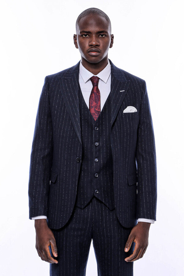 WSS Striped Navy Vested Suit  - Kampen