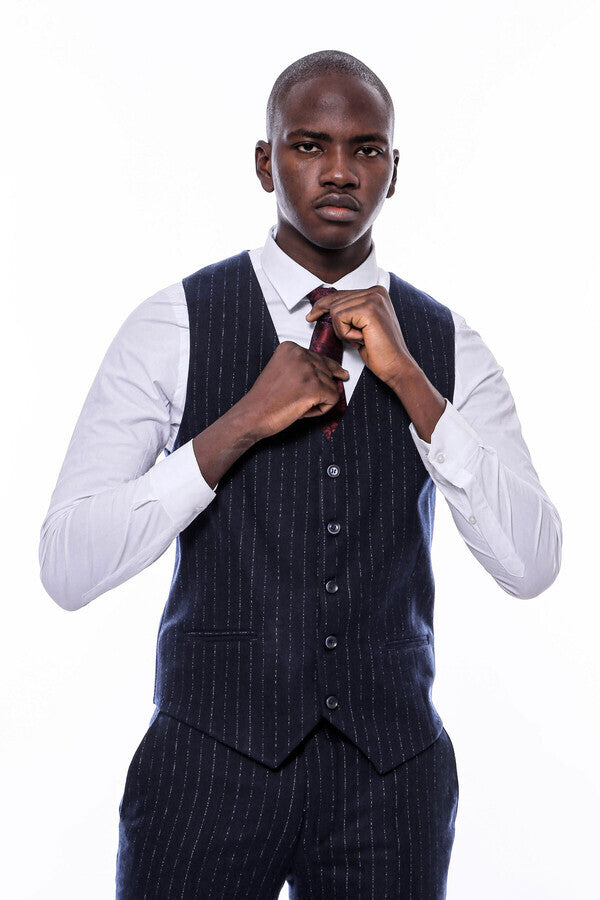 WSS Striped Navy Vested Suit  - Kampen