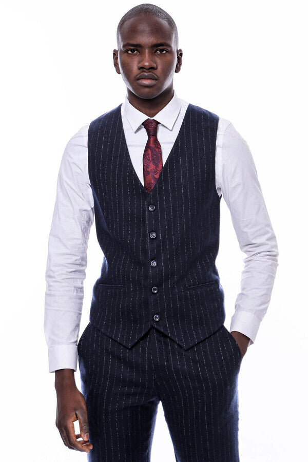 WSS Striped Navy Vested Suit  - Kampen