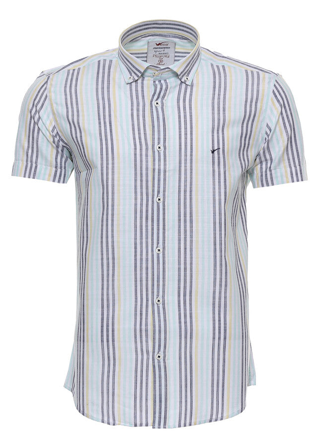 WSS Striped Short Sleeves Men Blue Shirt  - Esch-sur-Alzette