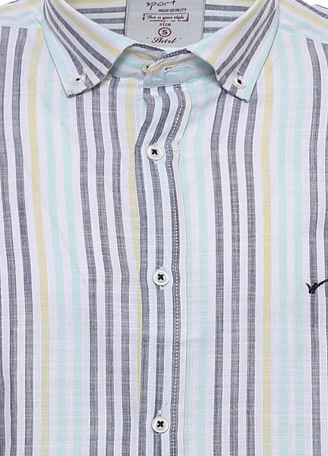 WSS Striped Short Sleeves Men Blue Shirt  - Esch-sur-Alzette