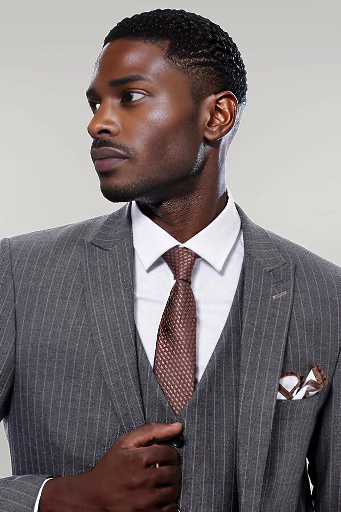 WSS Striped Slim Fit Antracite Men Suit  - Singen