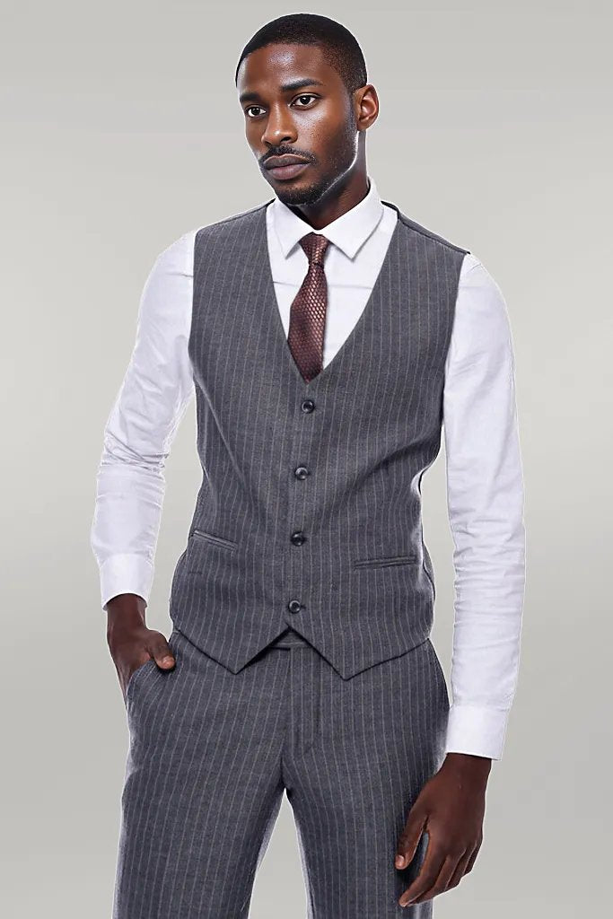 WSS Striped Slim Fit Antracite Men Suit  - Singen