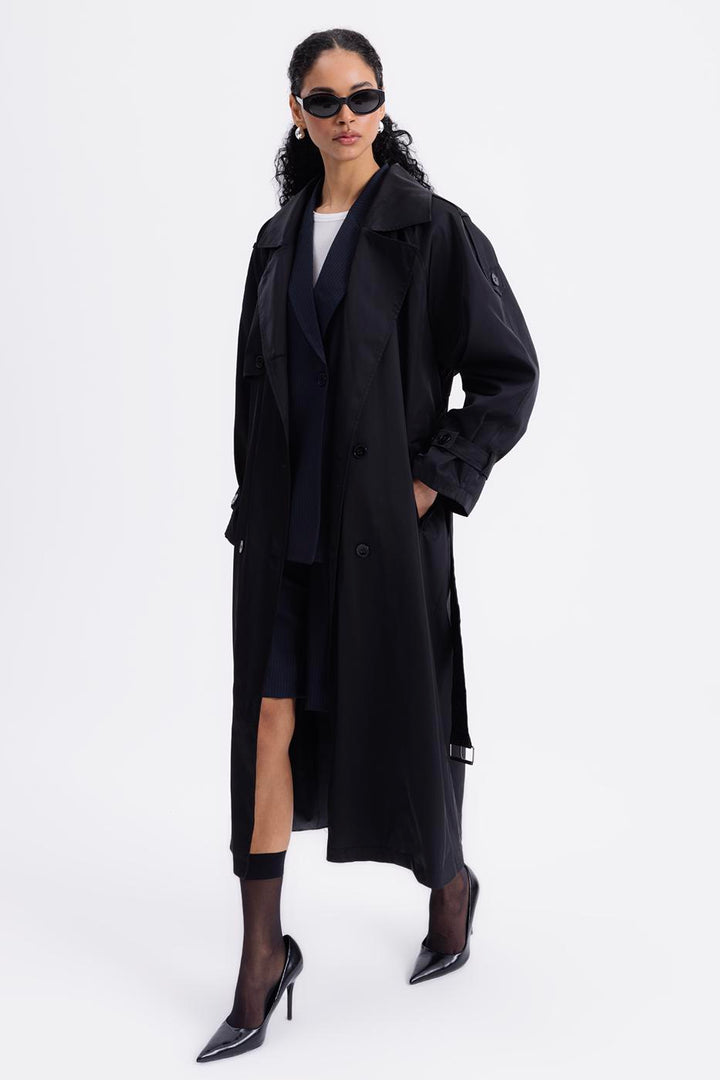 BSL Women Water Repellent Oversize Lined Trench Coat - Prince Albert