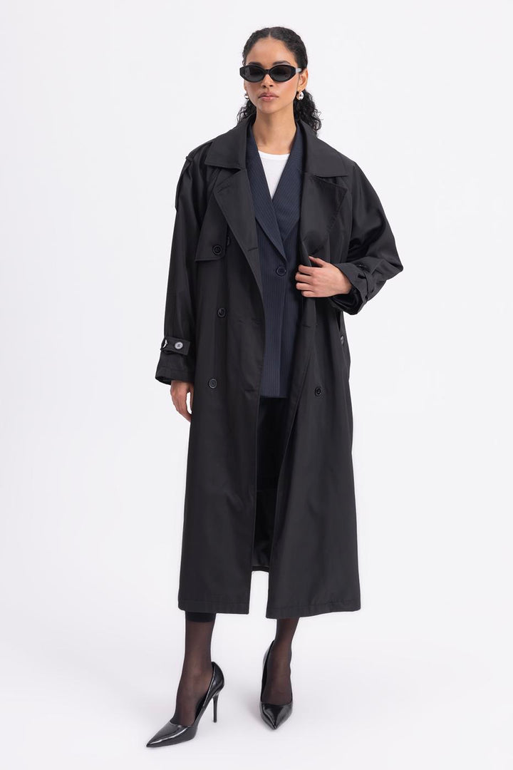 BSL Women Water Repellent Oversize Lined Trench Coat - Prince Albert