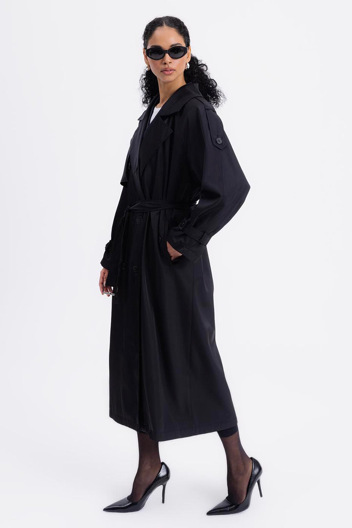BSL Women Water Repellent Oversize Lined Trench Coat - Prince Albert