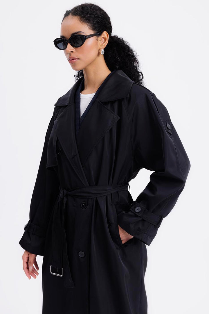 BSL Women Water Repellent Oversize Lined Trench Coat - Prince Albert