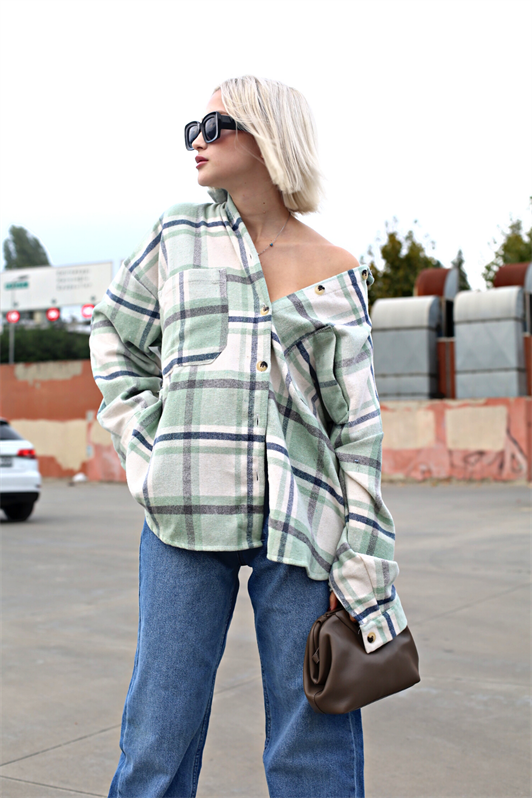 MDX Water Green Oversized Women's Lumberjack Shirt MG1589 - Florence-Graham