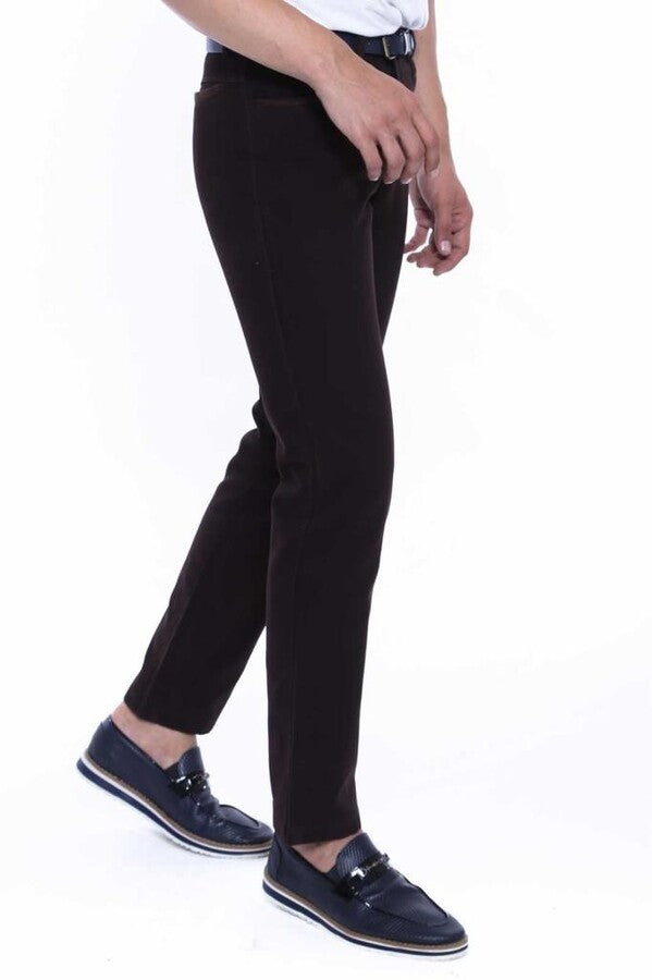 WSS Suede Brown Men Jeans  - Singen
