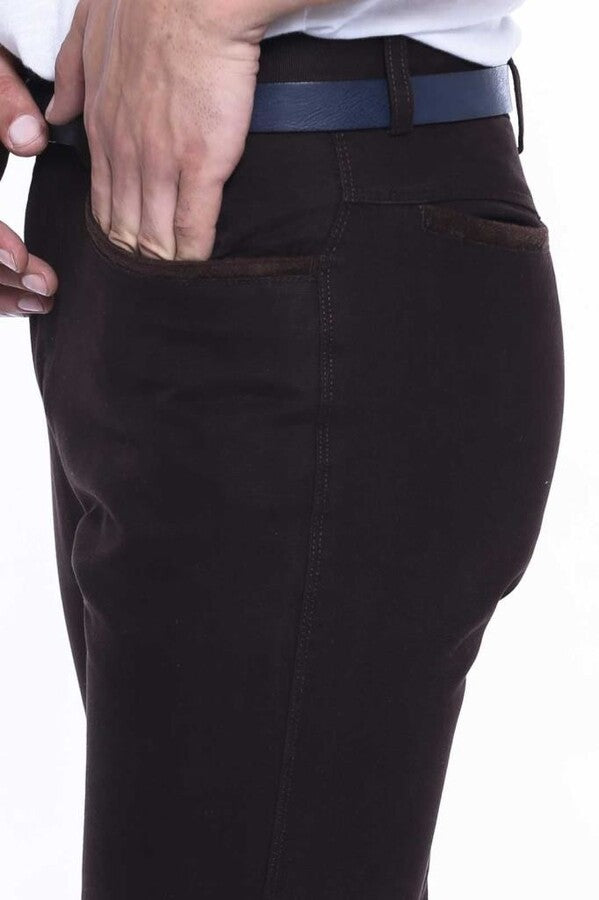 WSS Suede Brown Men Jeans  - Singen