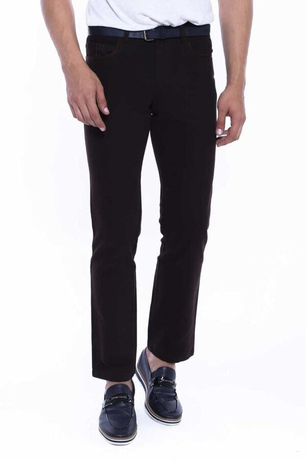 WSS Suede Brown Men Jeans  - Singen