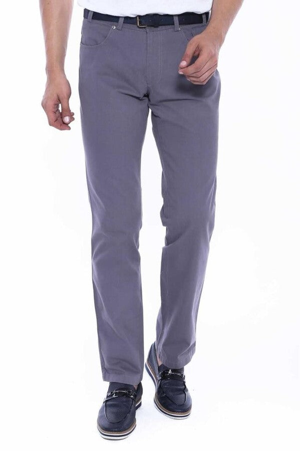 WSS Suede Flap Pockets Plain Cotton Grey Men Pants  - Cleveland Heights