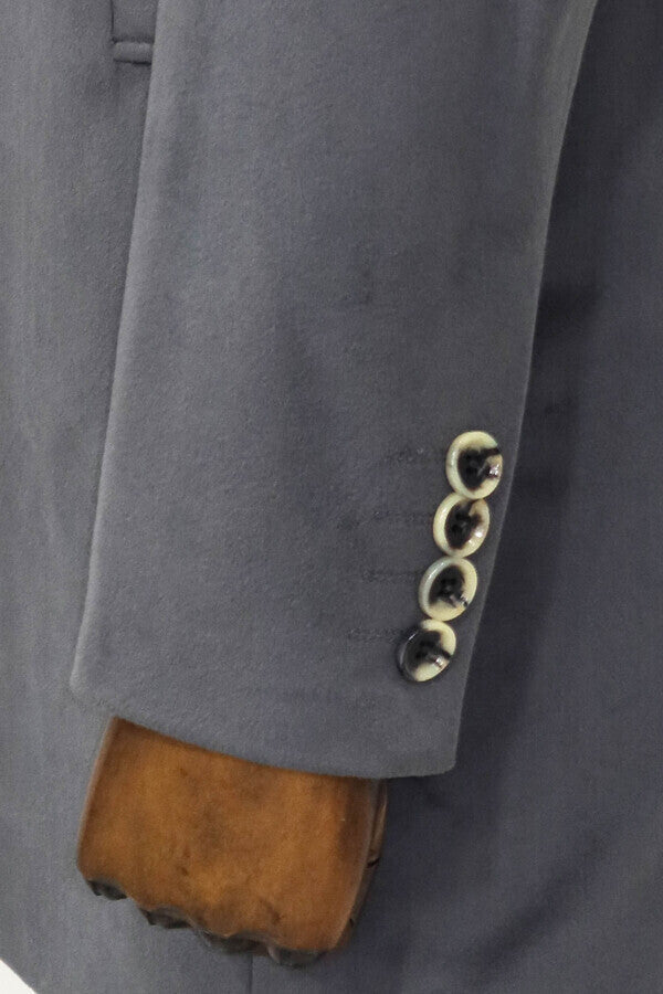 WSS Suede Slim Fit Long Grey Men Coat  - Battle Creek