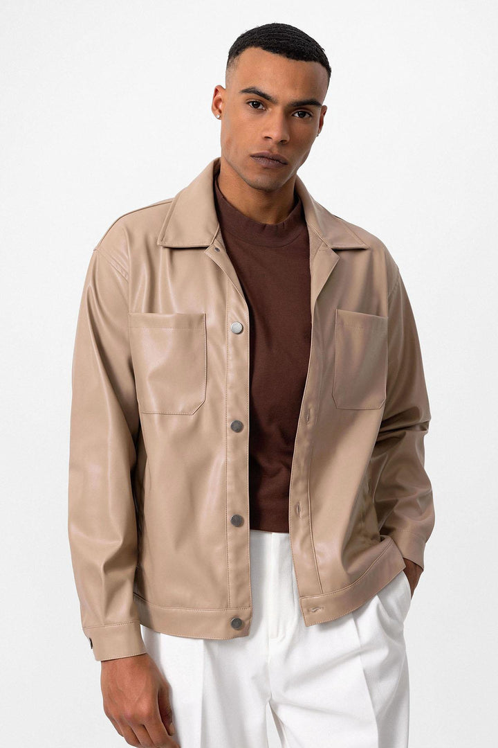 ANT Faux Leather Men's Thin Coat - Rouyn-Noranda