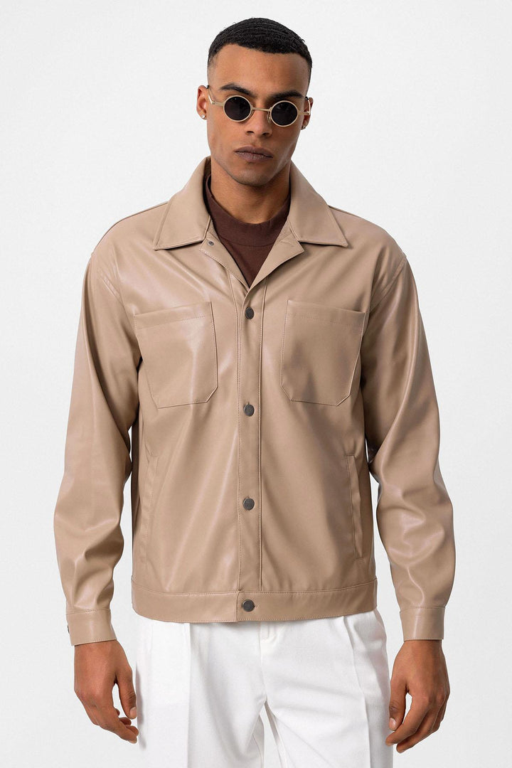 ANT Faux Leather Men's Thin Coat - Rouyn-Noranda