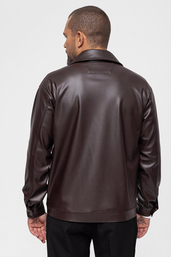 ANT Faux Leather Men's Thin Coat - Cedar Park