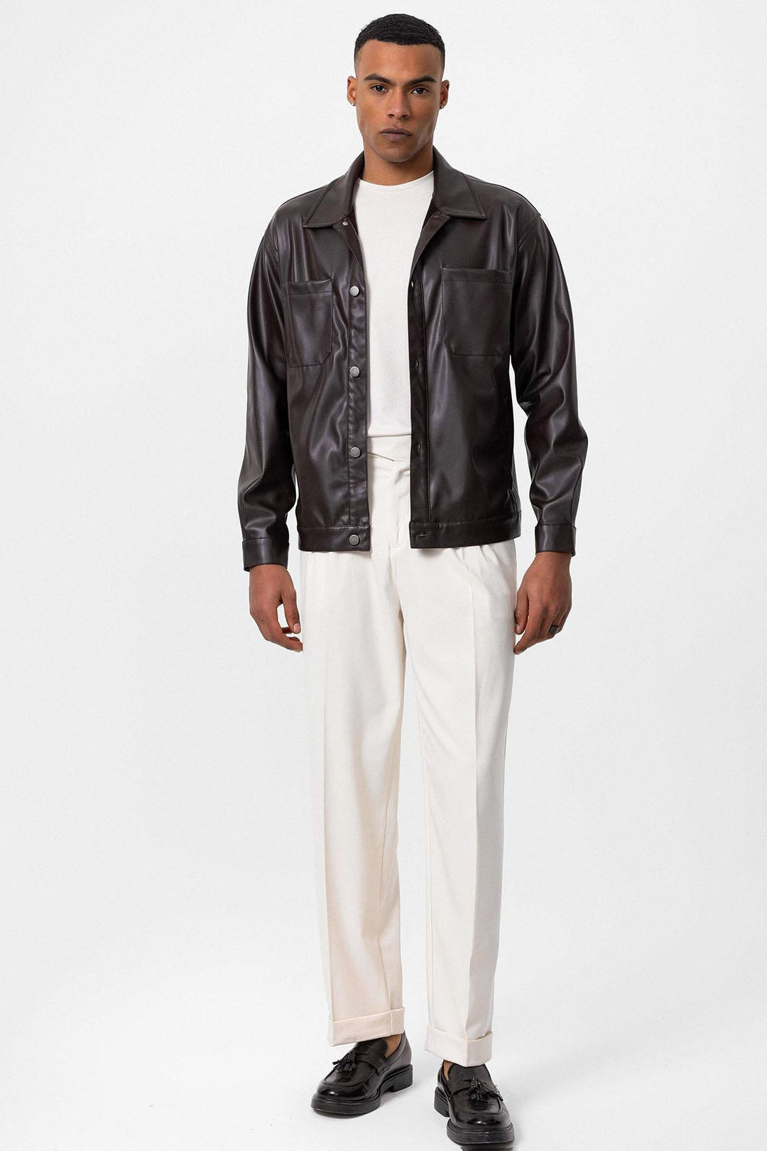 ANT Faux Leather Men's Thin Coat - Cedar Park