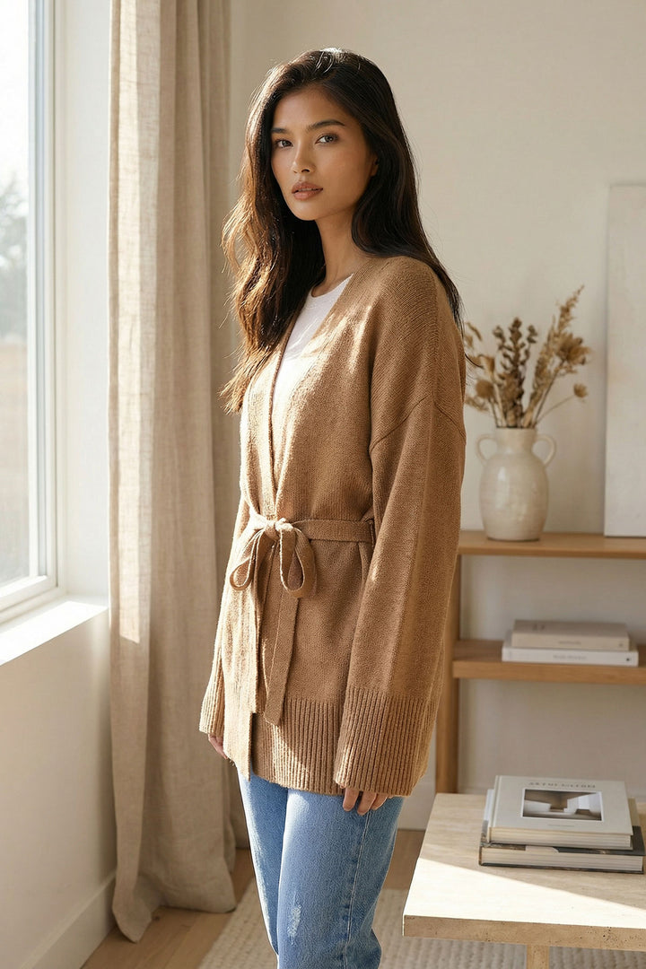 Milk Coffee Belted Long Cardigan BCHPK-251237 - Hornchurch