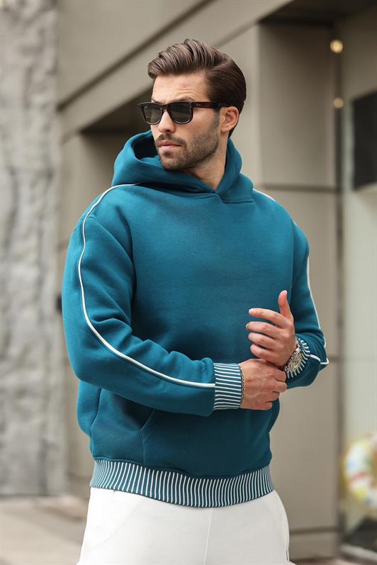 MDX Petrol Blue Hooded Kangaroo Pocket Men's Sweatshirt E7163 - Medford