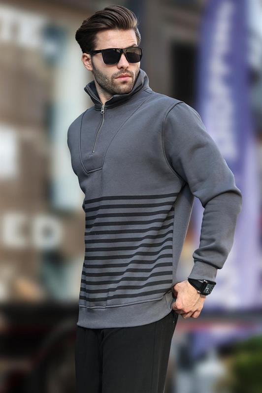 MDX Fume Zippered Striped Sweatshirt 7056 - Viterbo