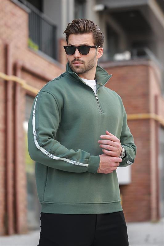 MDX Haki Half Zip Fisherman Collar Men's Sweatshirt E7164 - University